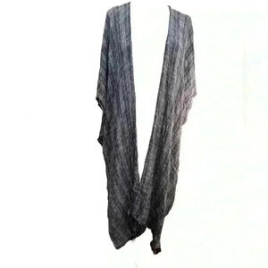 Treasure & Bond Duster Wrap Topper in Denim Blue Weave Pattern — One Size